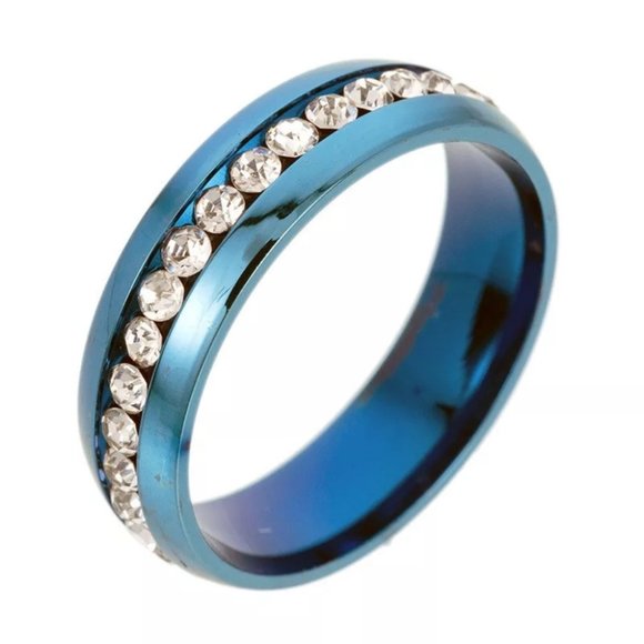 High Quality Blue Band Crystal Ring - Picture 1 of 3